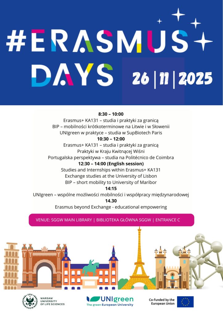 Grafika przedstawiająca program wydarzenia Erazmus Days